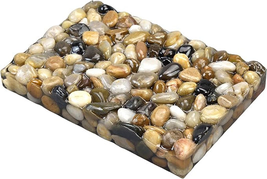Handmade Stone Pebbles Soap Dish, Bar Soap Holder for Bathroom and Shower, Draining Rock Soap Dishes