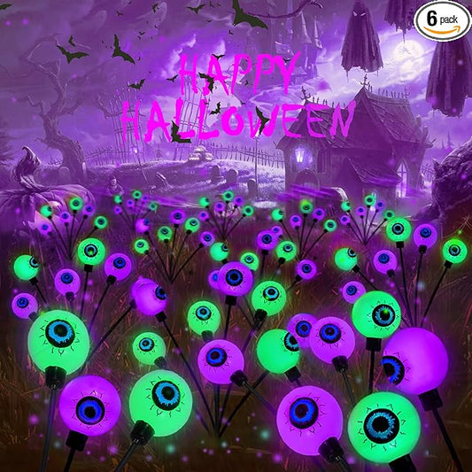 LORRYTE 6 Pack LED Solar Lights Outdoor Pathway, Solar Garden Lights Green and Purple, Soalr Light Outdoor Waterproof for Patio, Yard, Garden Decor(Purple and Green)