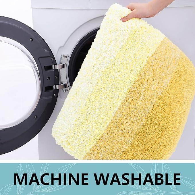 Arotive Microfiber Bathroom Rugs, Shaggy Soft and Absorbent Bath Rug, Non-Slip, Thick Plush Machine Washable Dry Bath Mats for Bathroom, Tub and Shower, 36x24, Light Yellow