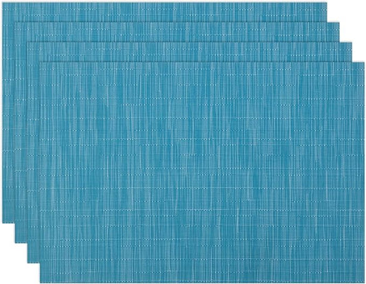 Winknowl Placemats Set of 4, Heat Resistant Stain Resistant Woven Vinyl Insulation Place mats, Durable Washable Elegant Table Mats for Kitchen Dining Table Decor (Teal Blue)
