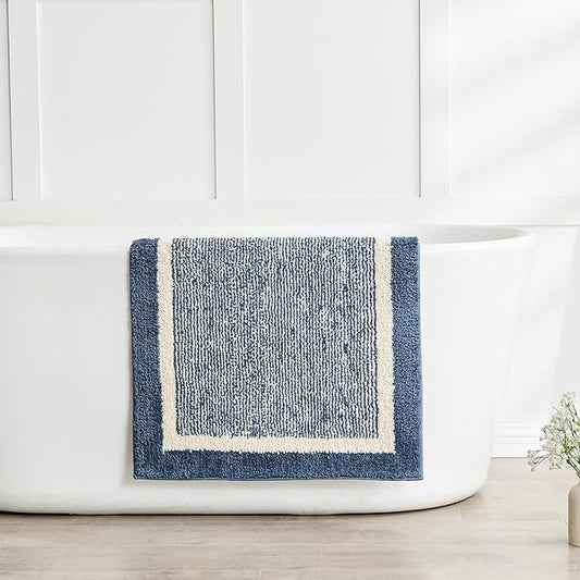 CozeCube Bath mats for Bathroom Non Slip, Plush Shaggy Bath Rugs for Bathroom Washable, Extra Soft and Absorbent Microfiber Bath Rugs, Dark Blue, 59" x 24"