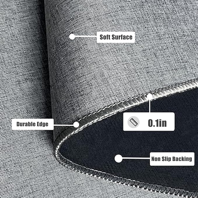 Yancorp 17"x48" Ultra Thin Long Gray Bathroom Rugs,Long Grey Bath Mat Non Slip Fit Under Door Absorbent Washable Indoor Door Mat Shower Sink