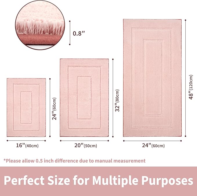 GRANNY SAYS Pink Bathroom Rugs Non Slip Washable, 20x 32, Soft Bath Mats for Bathroom, Microfiber Shag Rug, Absorbent Bath Floor Mat, Small Bath Rug for Shower, Tub, Bedroom