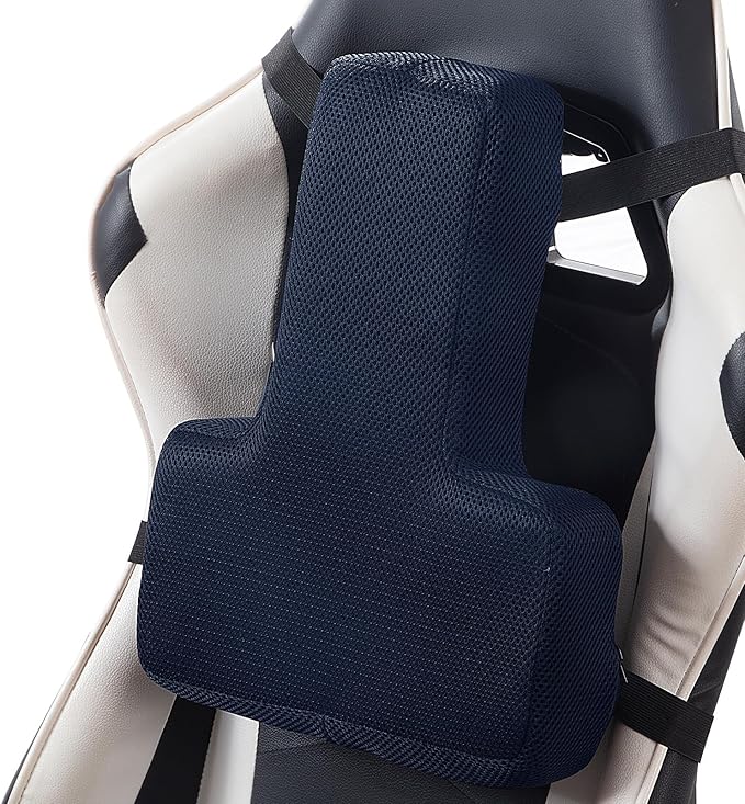 HOMBYS Lumbar Support Pillow for Office Chair-Seat Cushion for Back Support, Improved Sitting Posture and Upper/Lower Back Pain Relief for Desk Chairs, Car Seats and Airplanes (Navy Blue, 17"x13"x3")