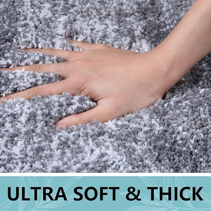 Arotive Microfiber Bathroom Rugs, Shaggy Soft and Absorbent Bath Rug, Non-Slip, Thick Plush Machine Washable Dry Bath Mats for Bathroom, Tub and Shower, 45x27, Grey