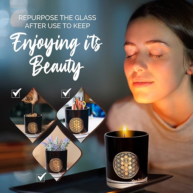 Citrus Aromatherapy Candle, Zesty Scented Candles, Luxury Candles Scented with Tree of Life Symbol, Hand-Poured Soy Candle, 50 Hours Burn Time, 7.6 oz. - OneSoul Collection