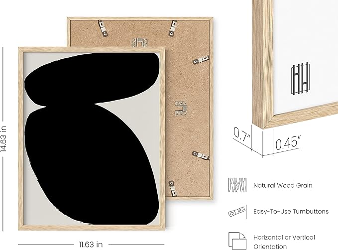 HAUS AND HUES Black Abstract Painting Aesthetic Wall Art- Set of 6 Modern Abstract Wall Art, Black and Gray One Line Abstract Art, Geometric Print Wall Art, Minimalist Wall Art (Beige Frame, 11x14)