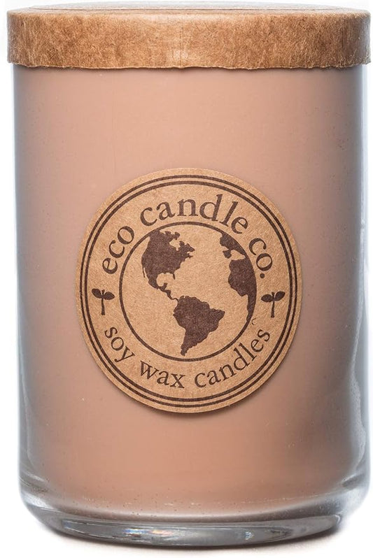Eco Candle Co. Recycled Candle, Precious Woods, 26 oz. - Scents of Smoked Wood, Nutmeg, Musk, & Ylang - 100% Soy Wax, No Lead, Kraft Paper Label & Lid, Hand Poured, Made from Midwest Grown Soybeans