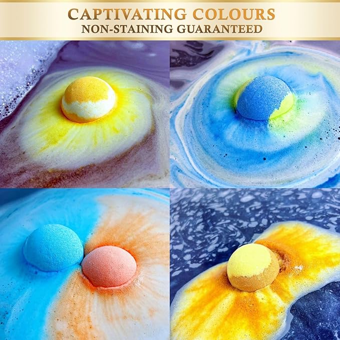 Bath Bombs Rich in Essential Oil and Shea Butter / 8 x 2.12 Ounces Handmade Planet Themed Bubble Bath Fizzer/Luxury Bath Bomb Set/Non-Staining, Vegan, Cruelty-Free/Perfect Spa Gift for Men and Women