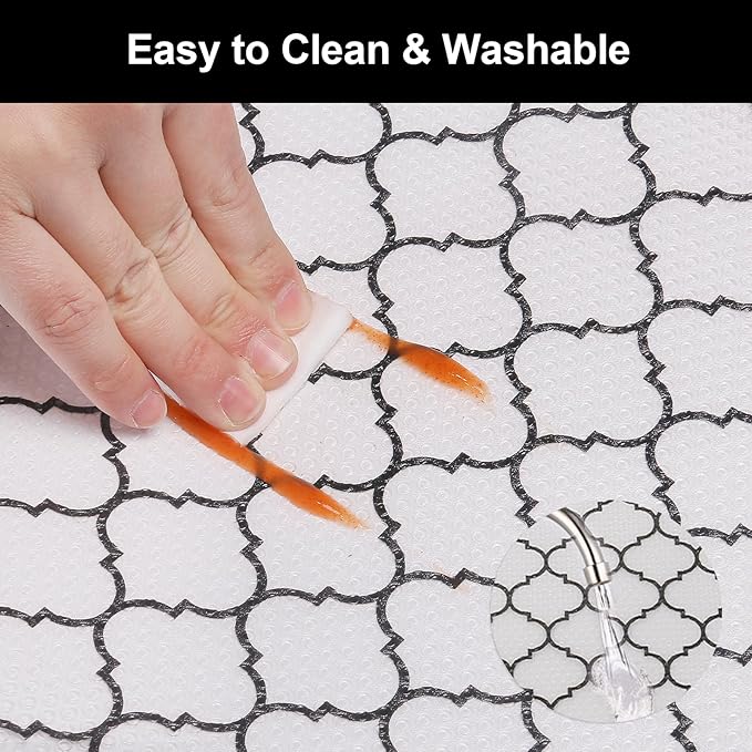 Cooyes Shelf Liner – Non-Slip Shelf Liners for Kitchen Cabinets – Waterproof Shelf Paper with Modern Pattern – Durable EVA Cabinet Liners