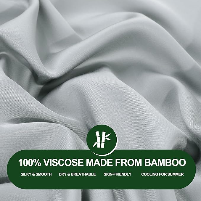 HOMBYS Bamboo Viscose Bed Wedge Pillow Cover with Zipper, 100% Viscose Made from Bamboo, Soft, Cooling, Breathable Wedge Pillowcase Sweat-Absorbent Pillowcase for Summer, 25"x25"x8", Light Grey