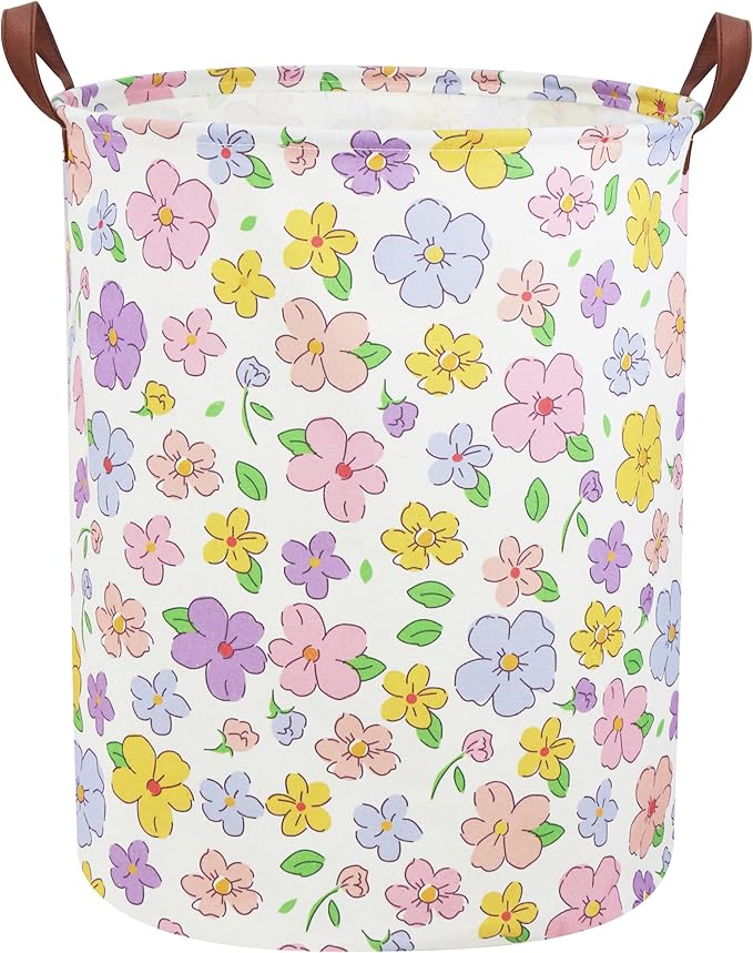 Kids Laundry Hamper,Flower Laundry Basket Collapsible Girls Storage Baskets for Home Decor,Office,Toy Organizer,(Flower)