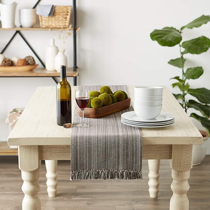 DII Variegated Tabletop Collection, Table Runner3x108, Gray