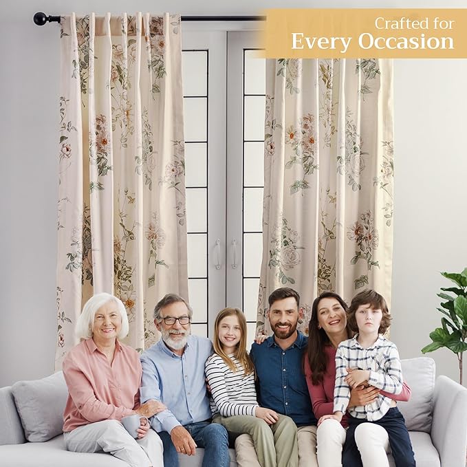 Maison d' Hermine Curtains for Living Room 100% Cotton 108 inch Length One Panel Light Filtering Curtains for Bedroom Windows with Rod and Loop Pockets Drapes (Villette Dove Grey, 50" W x 108" L)