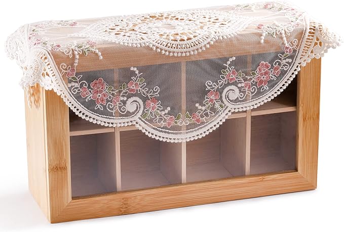 AVLA 6 Pack Lace Placemats, Retro French Style Cup Mat, Embroidered Dinning Table Place Mats, Fashionable Flower Vintage Crochet Lunchmat Doilies, Hollow Vase Mat for Home Kitchen Wedding Decoration