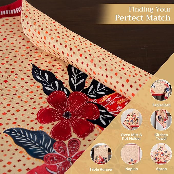 Maison d' Hermine Placemats Set of 4 100% Cotton Washable Cloth Place Mats, Reusable Table Mats for Kitchen Dining Decoration, Party, Wedding, Restaurant (Kalahari, 13" x 19")
