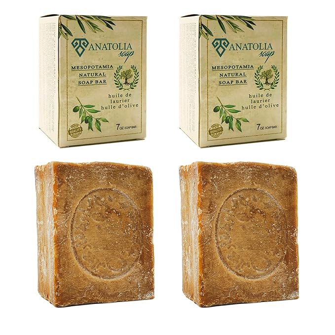 Aleppo Soap, 2-Pack | 100% Olive Oil Organic Handmade Natural Castile Soap for Women & Men | Big Bar, 2 x 7 oz (14 oz Total)
