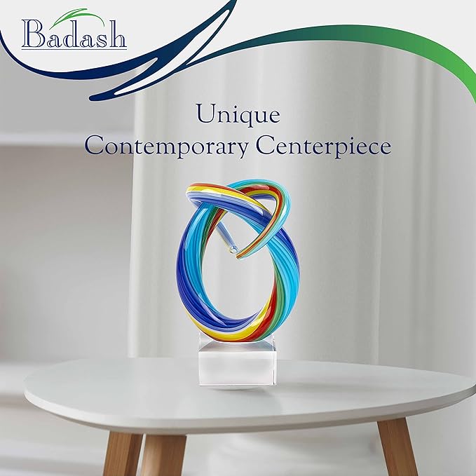 Badash Mini Rainbow Murano-Style Glass Sculpture - 6" Tall Mouth-Blown Art on Crystal Base - Contemporary Home Decor Accent Piece