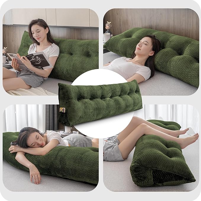 Large Bolster Triangular Headboard Wedge Backrest Positioning Support Bed Rest Reading Pillows Headboard Wedge Pillows for Day Bed Bunk Bed with Removable Cover