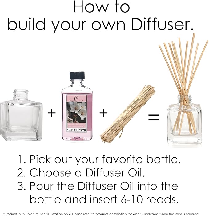 Hosley Set of 4 Square Glass Diffuser Bottles - 3.25" High. Ideal for Use with Essential Oils, Replacement Diffusers Reed Sticks, Diy, Crafts O3
