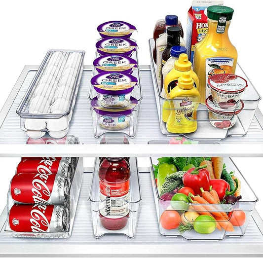 Sorbus Fridge Organizer Bins – Set of 6 Refrigerator Organizers and Storage Containers, Stackable Freezer Bins and House Essentials for New Home, BPA-Free Pantry Drawer Organizers
