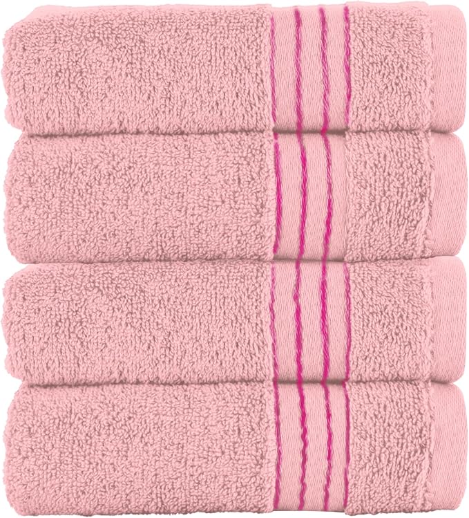 Elegant Comfort Premium Turkish Cotton 4 Pack Hand Towel Set - 16 x 28 inch, Luxurious Hotel Spa Quality 100% Turkish Cotton 4PC Hand Towel Set - Highly Absorbent - Soft Bathroom Towels, Dusty Rose