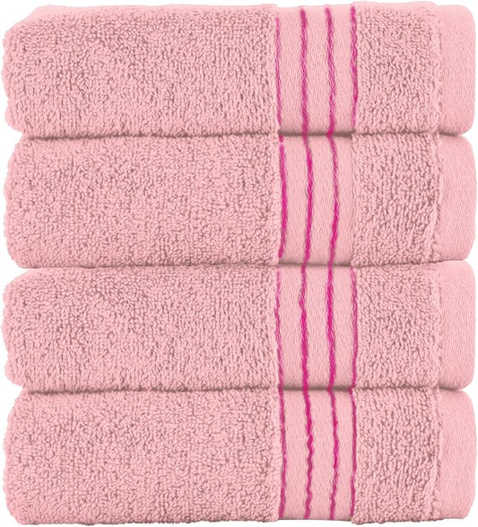 Elegant Comfort Premium Turkish Cotton 4 Pack Hand Towel Set - 16 x 28 inch, Luxurious Hotel Spa Quality 100% Turkish Cotton 4PC Hand Towel Set - Highly Absorbent - Soft Bathroom Towels, Dusty Rose