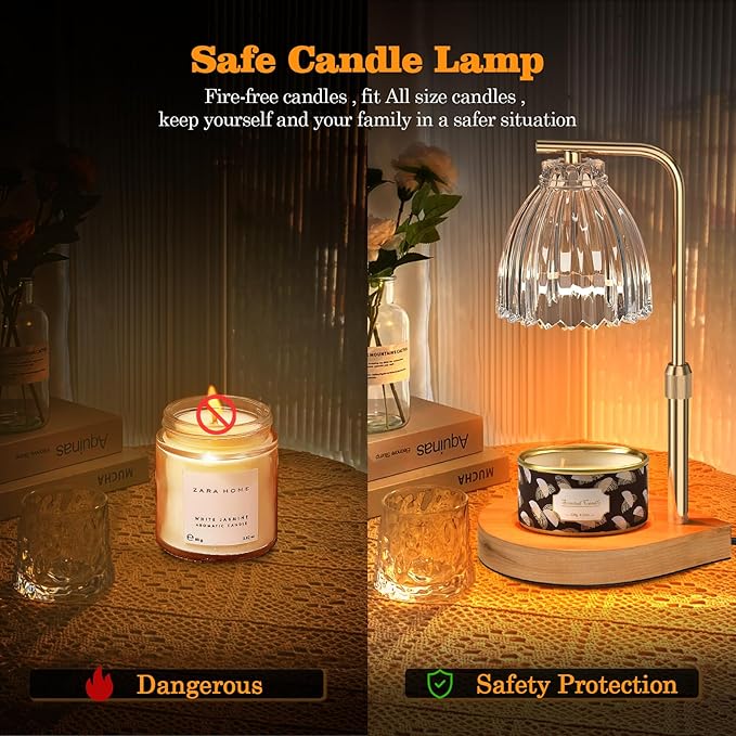 Candle Warmer Lamp with Adjustable Height, Timer & Dimmer, Birthday Gifts for Women, Elegant Gift Box & Greeting Card, Candle Lamp with 2 Bulbs for Home Decor/Bedroom/Office