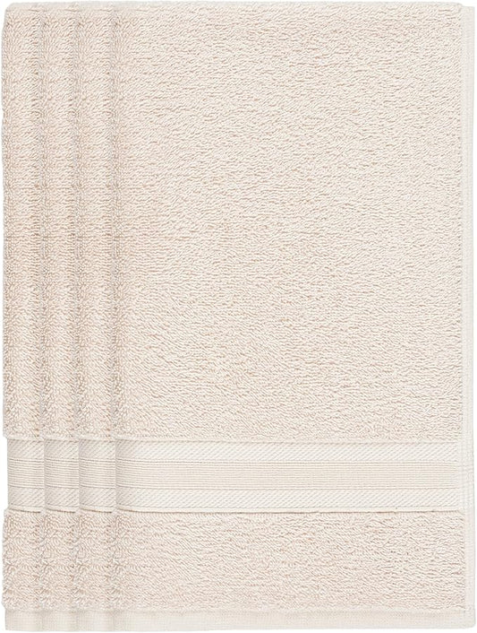 Quick-Dry, Soft & High Absorbent Fingertip Towels for Bathroom Cotton Soft Feel Fingertip Towels 11"x17" | Daily Use 100% Cotton Towels for Bathroom, Gym & More | (4 Pcs, Ivory Lace)