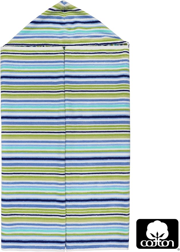 Hooded Bath Towel Wrap - 100% Cotton Terry Large Oversized Hooded Kids Towel - Toddler Shower Pool Beach Towel - Super Soft Plush Absorbent Quick Dry Easy Care Gift - 30x60 - Blue Multi