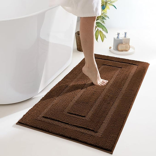 GRANNY SAYS Bathroom Rugs Non Slip 24" x 48", Bath Mats for Bathroom, Super Soft and Water Absorbent, Microfiber Washable Bath Rugs for Floor, Tub and Shower, Brown