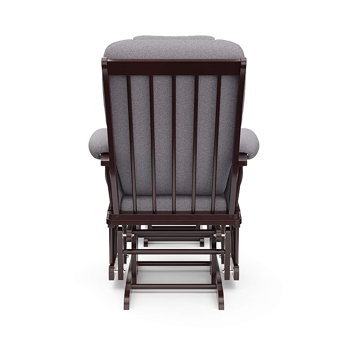 Storkcraft Tuscany Custom Glider and Ottoman with Free Lumbar Pillow (Espresso/Slate Gray Swirl) - Cleanable Upholstered Comfort Rocking Nursery Chair with Ottoman