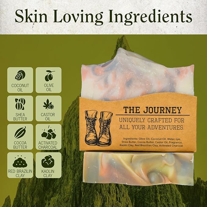 Compass Soap The Journey | Natural Bar Soap for Men & Women | Body & Face Soap Bar for Women and Men | Minimalist & Gentle Lather | Natural Bath Soap, Paraben & Phthalate Free | 5 oz, Pack of 2