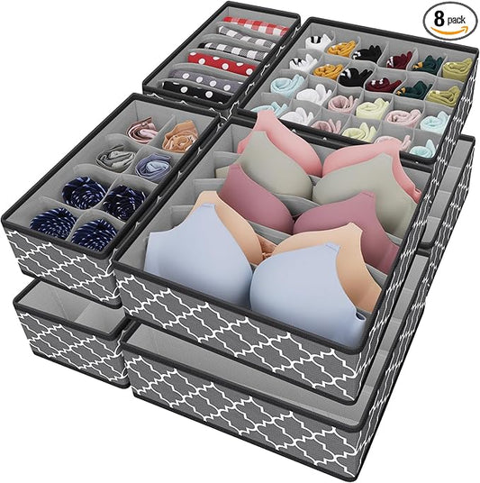 Organizer Divider, Foldable Closet Storage Organizer Basket, and Fabric Organization Bins for Clothes 8 Pack