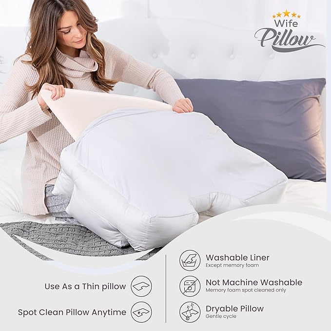 Insert, Plush Molded Memory Foam 80D - Can Use As Thin Sleeping Pillow for Stomach Sleeper. Ergonomic Size, Orthopedic Neck U Shaped Cutout: Ulta Soft High-Density Layer Support