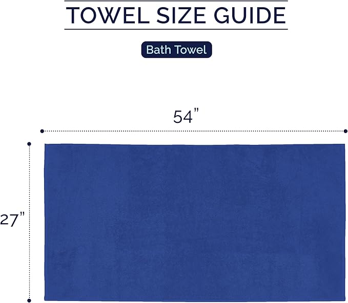 Elegant Comfort Premium Turkish Cotton 2 Pack Bath Towel Set - 27 x 54 inch, Luxurious Hotel Spa Quality 100% Turkish Cotton 2PC Bath Towel Set - Highly Absorbent - Soft Bathroom Towels, Royal Blue