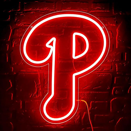 Neon Sign for Wall Decor Neon Light for Man Cave Baseball Team Logo Neon Led Sign USB Powered Baseball Gift for Men Room Decor Size14.9 * 11.8inch(ZYLD137)