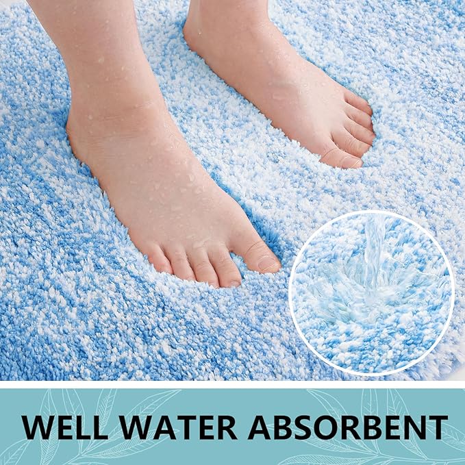 Arotive Microfiber Bathroom Rugs, Shaggy Soft and Absorbent Bath Rug, Non-Slip, Thick Plush Machine Washable Dry Bath Mats for Bathroom, Tub and Shower, 47x24, Light Royal Blue