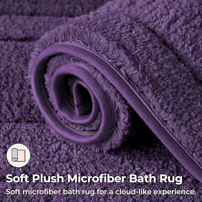 GRANNY SAYS Bathroom Rug Mat,48" x 24" Bath Mats for Bathroom Non-Slip, Super Soft and Water Absorbent, Microfiber Bath Rugs, Machine Wash Dry, Large Bath Rugs for Floor, Purple