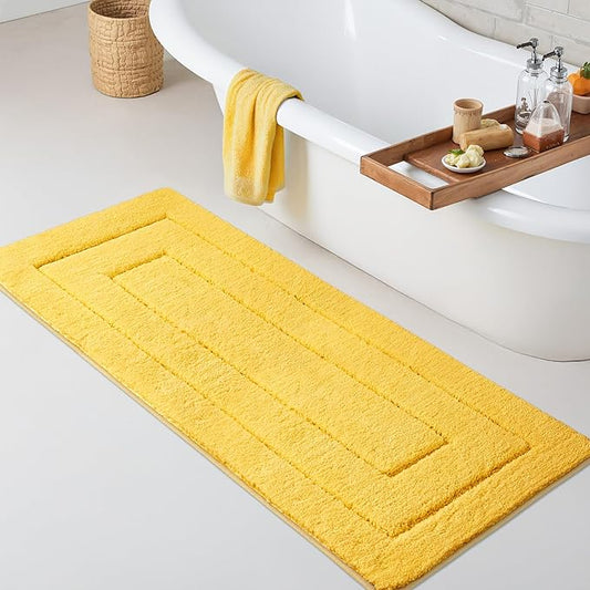 GRANNY SAYS Bathroom Rug Mat, 59" x 24" Non-Slip, Super Soft and Water Absorbent, Microfiber Bath Rug, Machine Washable, Large Bathroom Rug for Floor, Yellow