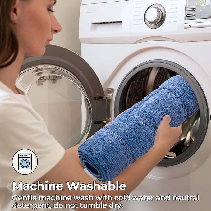 GRANNY SAYS Blue Bathroom Rugs Non Slip, 24" x 48", Large Bathroom Rugs Washable, Bath Rugs for Bath, Absorbent Bath Mats for Floor, Absorbent Shower Rug, Microfiber Bath Mat for Tub