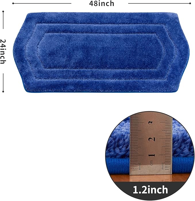 COSY HOMEER Extra Thick Bath Linen Sets Rugs for Bathroom - Anti-Slip Bath Mats Soft Plush 100% Strong Polyester Living Room Bedroom Water Absorbent(Blue,24x48 - Inches)