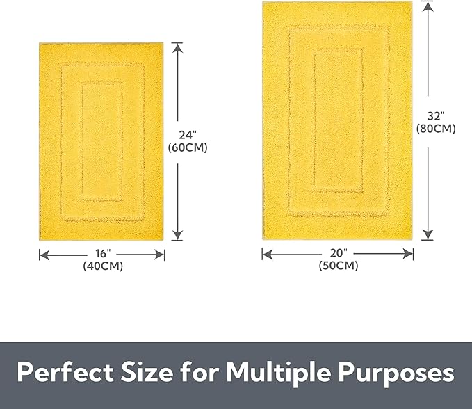 GRANNY SAYS Bathroom Rugs, Soft Bath Mats for Bathroom, Bath Rugs Non Slip Washable Rug, 32" x 20", Water Absorbing Bath Mat, Shaggy Rug Bath Mats for Bath Floor, Yellow