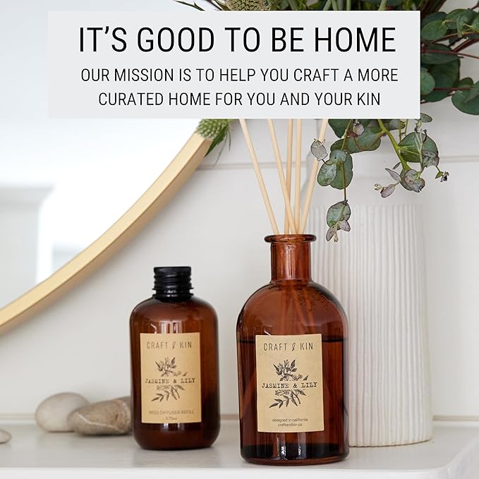 Jasmine & Lily Reed Diffuser Oil Refill | Reed Diffuser Refill for Craft & Kin Diffusers | Long Lasting Home Fragrance - 5.75 oz