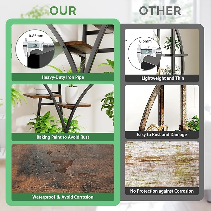 Plant Stand Indoor with Grow Lights, 8-Tiered Large Plant Shelf for Indoor Plants, 63" Tall Plant Tree-Shape Display Rack for Patio, Balcony, Home Decor