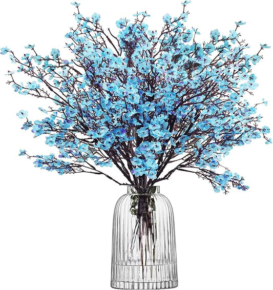Uieke 15 Pcs Artificial Baby Breath Flowers Fake Gypsophila Bouquets Faux Silk Flower Real Touch Flowers for Wedding Farmhouse Decor DIY Home Party Office Kitchen Hotel Bathroom Garden Blue