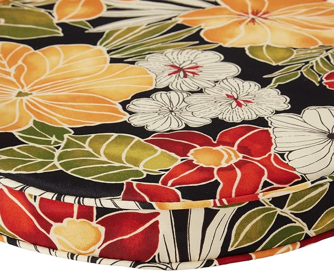 Greendale Home Fashions Outdoor 18-inch Round Reversible Seat Cushion, 2-Pack, Aloha 2 Count