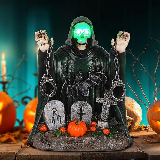Halloween Grim Reaper Graveyard Decor - Solar Garden Statue, Spooky Outdoor Decoration Unique Garden Decor for Outside Yard Porch Lawn, Ideal