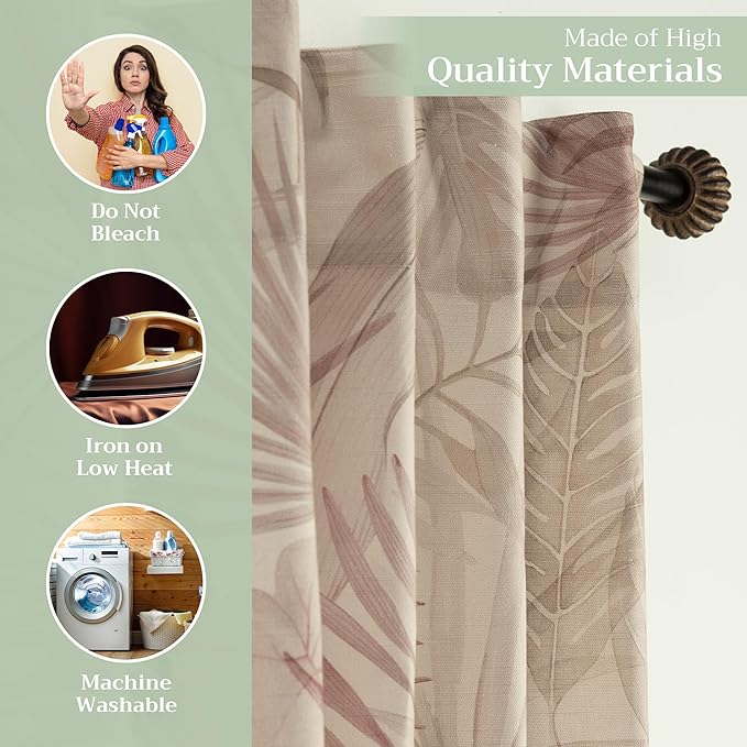 Maison d' Hermine Curtains for Living Room 100% Cotton 96 inch Length One Panel Light Filtering Curtains for Bedroom Windows with Rod and Loop Pockets Drapes (Creole Beige, 50" W x 96" L)