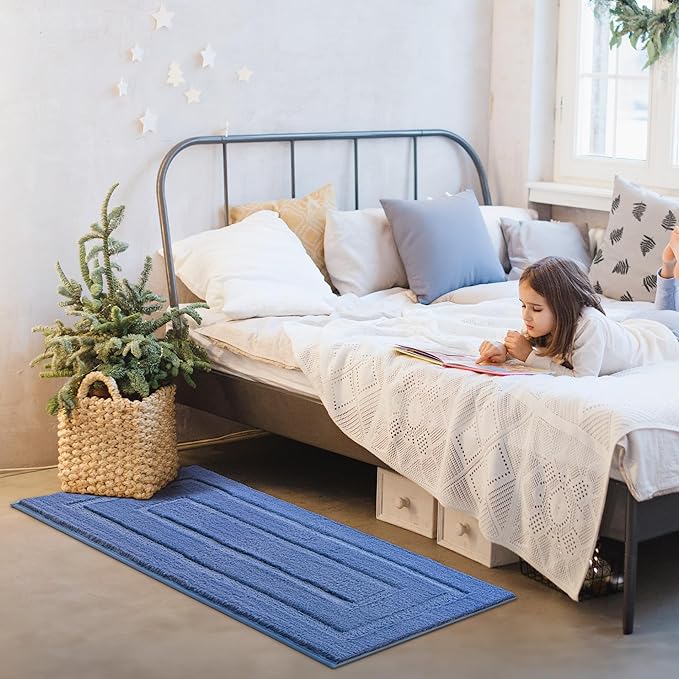 GRANNY SAYS Blue Bathroom Rugs Non Slip, 24" x 48", Large Bathroom Rugs Washable, Bath Rugs for Bath, Absorbent Bath Mats for Floor, Absorbent Shower Rug, Microfiber Bath Mat for Tub